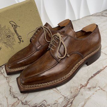 Dress Shoes Derby Brown Leather Calzoleria Norvegese