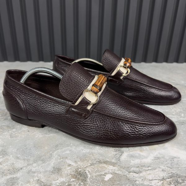 Loafers Brown Grained Leather