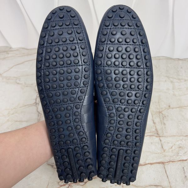 Hockenheim Damier Driving Moccasin Blue Leather