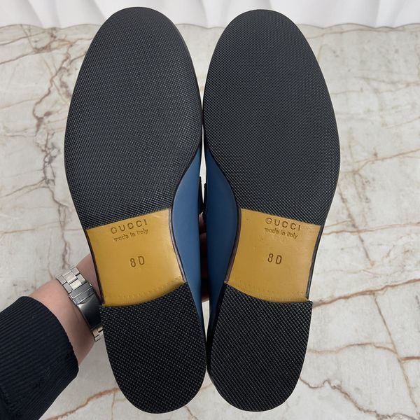 Gucci 1953 Web Horsebit лофери сині шкіряні 3390 фото