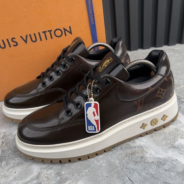 LV x NBA Abbesses Derby Sneakers Monogram Brown Patent Leather