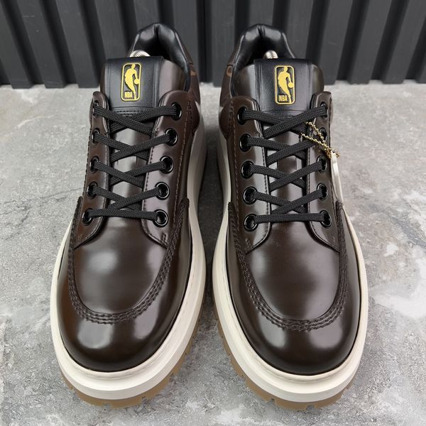 LV x NBA Abbesses Derby Sneakers Monogram Brown Patent Leather