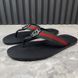 Web Interlocking GG Thong Sandals Black Leather