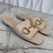 Horsebit Logo Sandal Flat Beige Leather