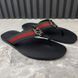 Web Interlocking GG Thong Sandals Black Leather