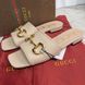Horsebit Logo Sandal Flat Beige Leather