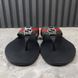Web Interlocking GG Thong Sandals Black Leather