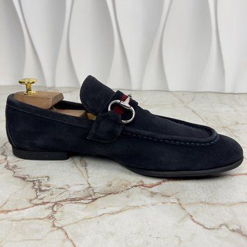 Tom Ford Era Web Horsebit Loafer Blue Suede