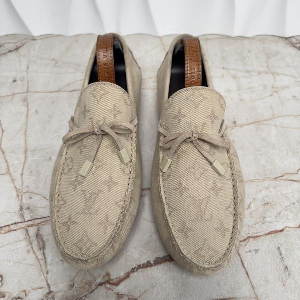 LV Driver Moccasins Monogram Beige Fabric