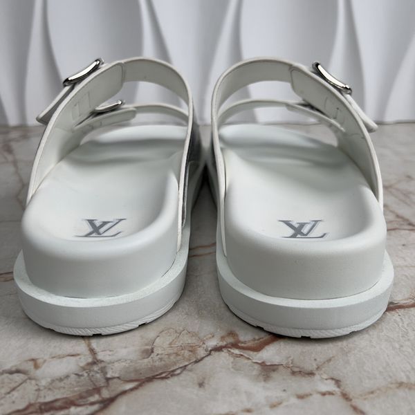 LV Trainer Line Sandals Silver Leather