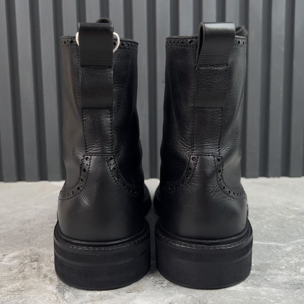Combat Boots LV Medallion Wingtip Perforated Black Leather