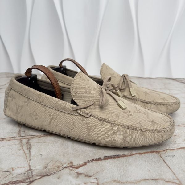 LV Driver Moccasins Monogram Beige Fabric