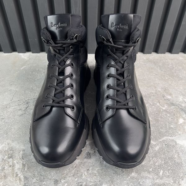 Fast Track Hiking Boots Black Leather Scritto Jacquard-Shell
