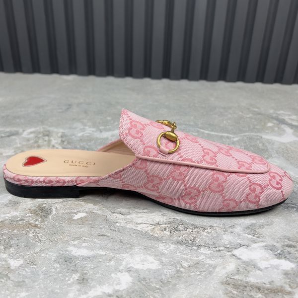 Princetown Horsebit Monogram Mule Pink Canvas