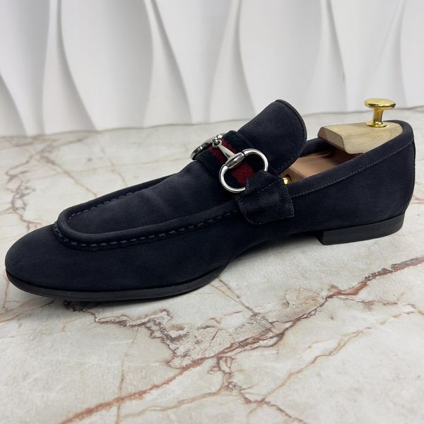 Tom Ford Era Web Horsebit лофери сині замшеві 2995 фото