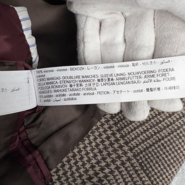 Coat Prince of Wales Brown Beige Check Wool Cashmere Blend