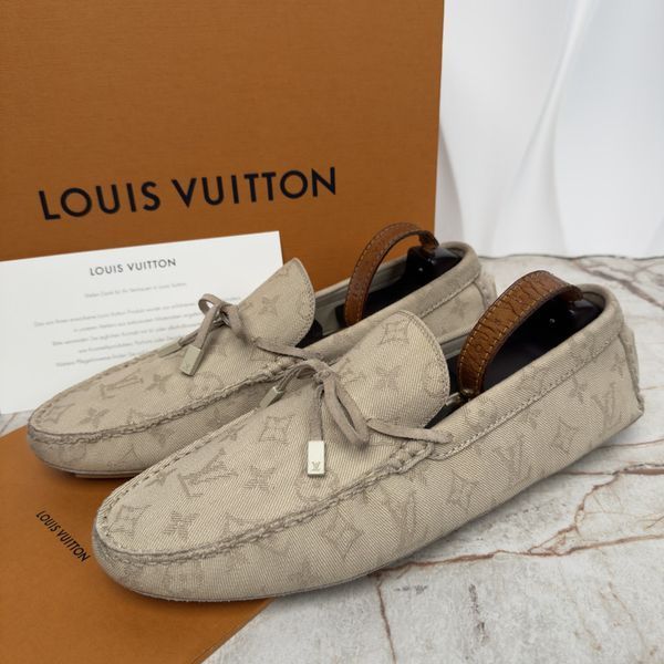 LV Driver Moccasins Monogram Beige Fabric