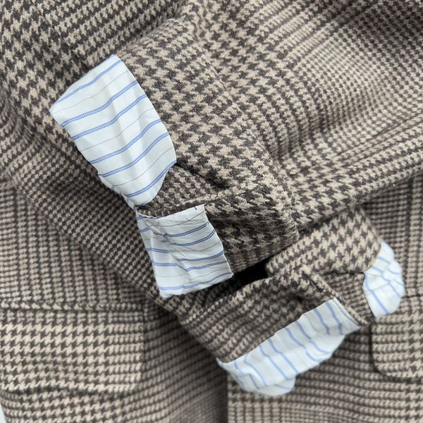 Coat Prince of Wales Brown Beige Check Wool Cashmere Blend