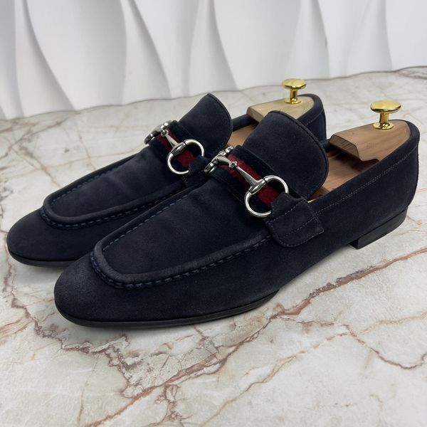Tom Ford Era Web Horsebit лофери сині замшеві 2995 фото