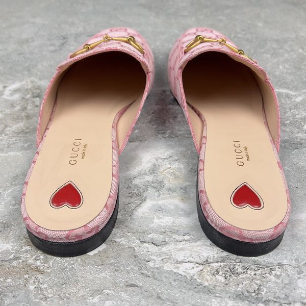 Princetown Horsebit Monogram Mule Pink Canvas