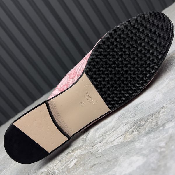 Princetown Horsebit Monogram Mule Pink Canvas
