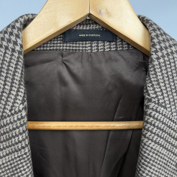 Coat Prince of Wales Brown Beige Check Wool Cashmere Blend