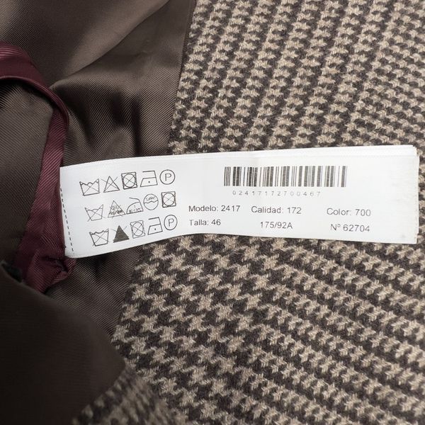 Coat Prince of Wales Brown Beige Check Wool Cashmere Blend