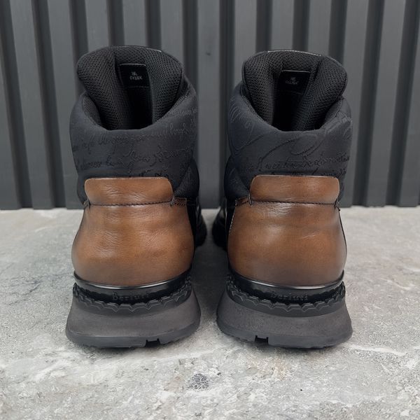 Fast Track Hiking Boots Black Leather Scritto Jacquard-Shell