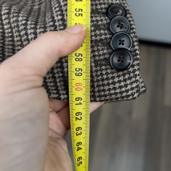 Coat Prince of Wales Brown Beige Check Wool Cashmere Blend