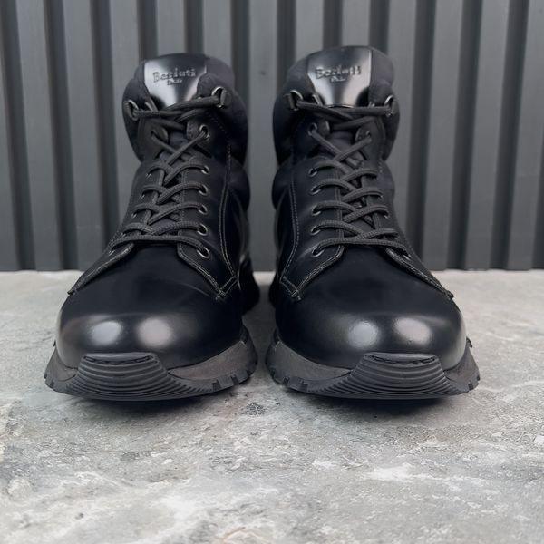 Fast Track Hiking Boots Black Leather Scritto Jacquard-Shell