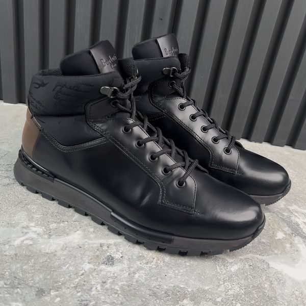 Fast Track Hiking Boots Black Leather Scritto Jacquard-Shell