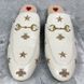 Princetown Horsebit Star & Bees Embroid Mule White Leather