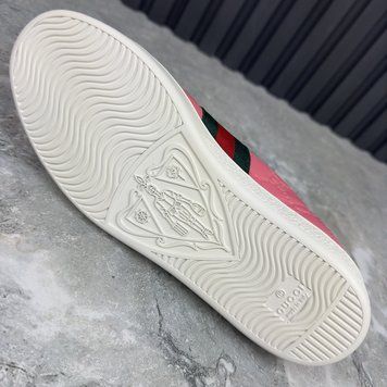 Gucci Ace Web GG Monogram Low Top Sneakers Pink Leather