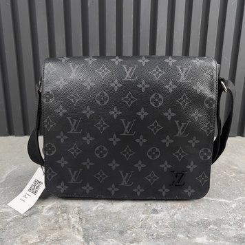 District PM Messenger Crossbody Bag Monogram Eclipse Black Canvas