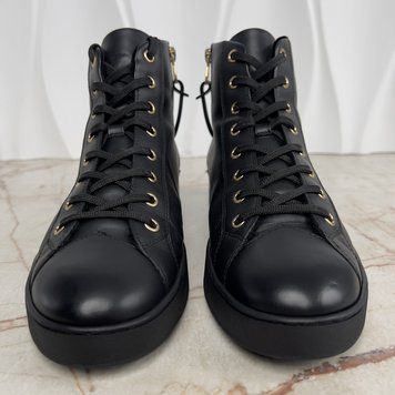 Stellar Circle Logo LV Sneakers Black Leather Fur