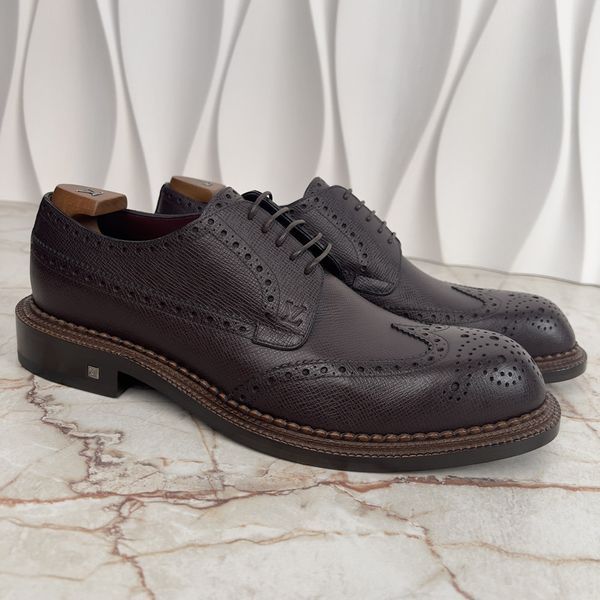 Brogue Dress Shoes Wingtip Bordeaux Taiga Leather