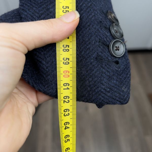 Coat Herringbone Blue Wool Cashmere Blend