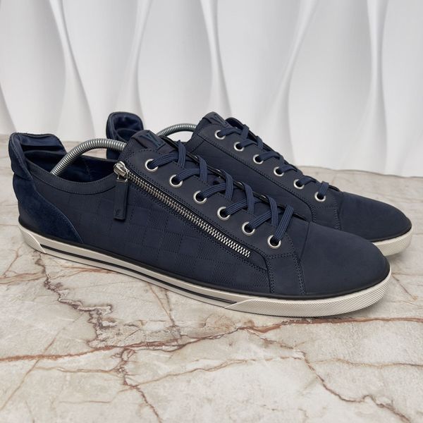 Challenge Zip Up Sneakers Damier Infini Blue Nubuck