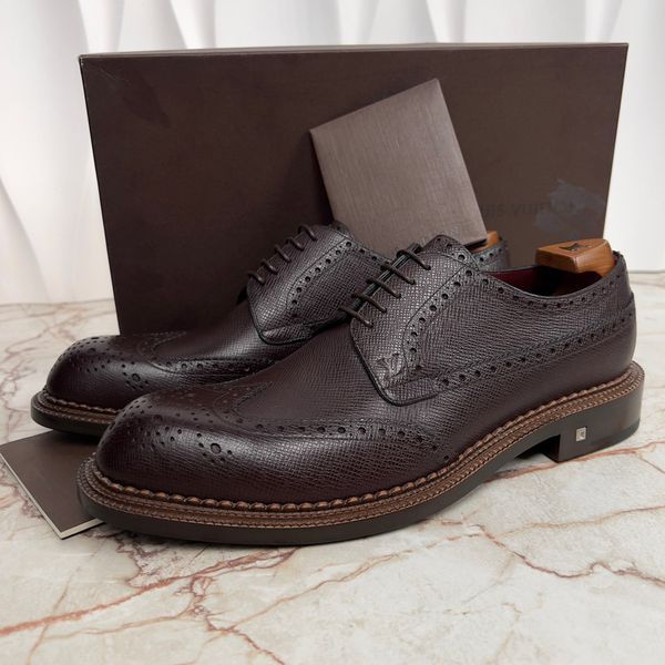 Brogue Dress Shoes Wingtip Bordeaux Taiga Leather