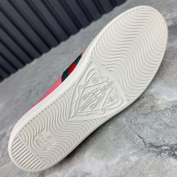 Gucci Ace Web GG Monogram Low Top Sneakers Pink Leather