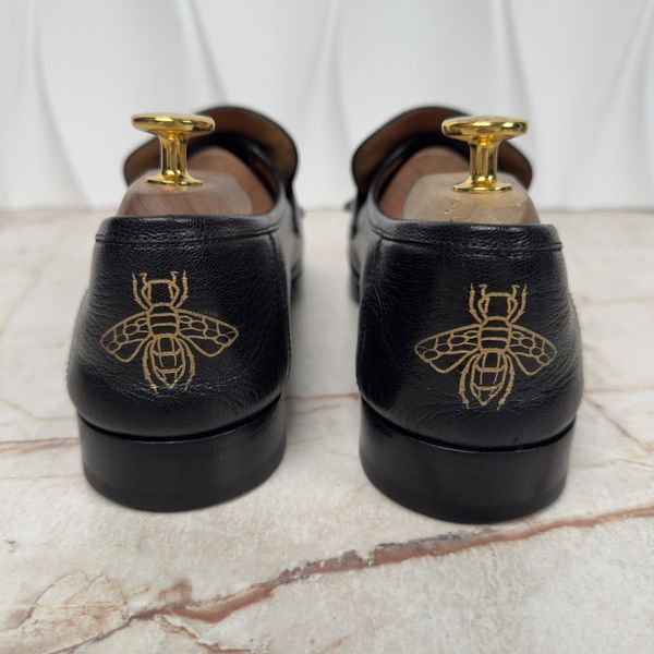Horsebit Collapsible Fringe Loafers Black Leather