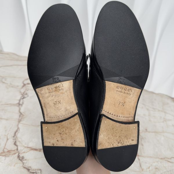 Horsebit Collapsible Fringe Loafers Black Leather