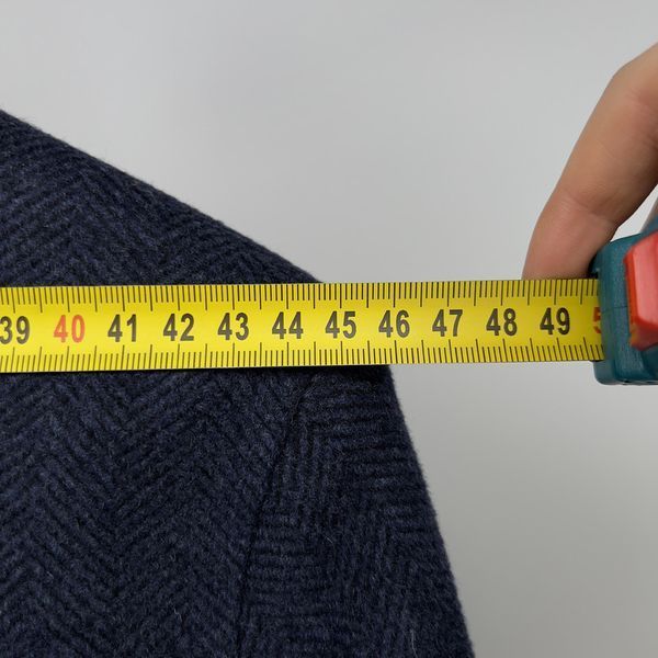 Coat Herringbone Blue Wool Cashmere Blend