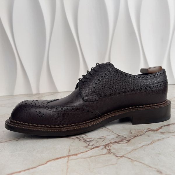 Brogue Dress Shoes Wingtip Bordeaux Taiga Leather