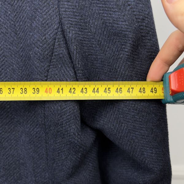 Coat Herringbone Blue Wool Cashmere Blend