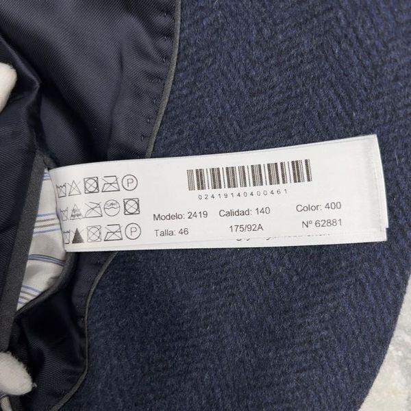 Coat Herringbone Blue Wool Cashmere Blend
