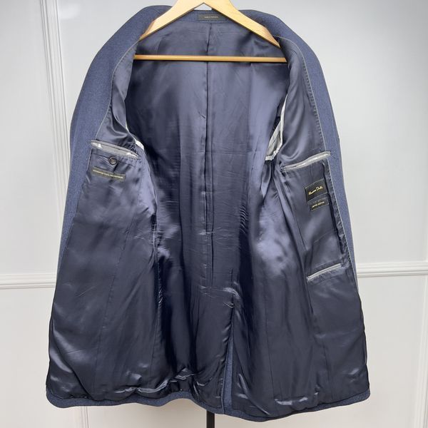 Coat Herringbone Blue Wool Cashmere Blend