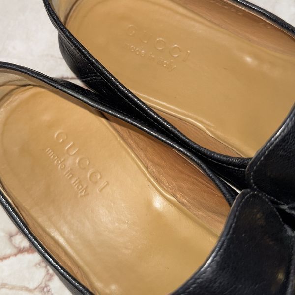 Horsebit Collapsible Fringe Loafers Black Leather