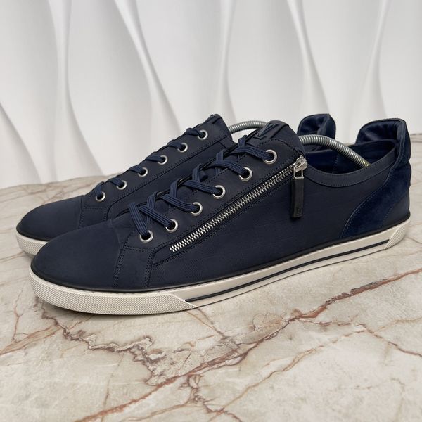 Challenge Zip Up Sneakers Damier Infini Blue Nubuck