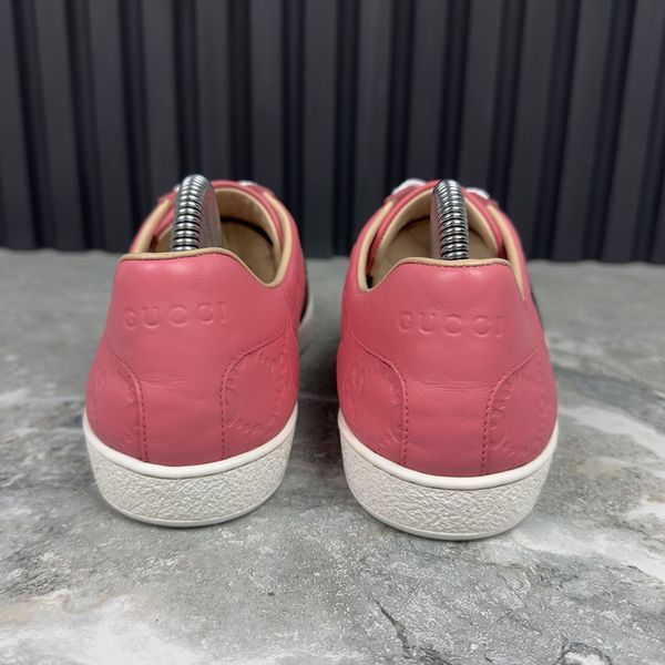 Gucci Ace Web GG Monogram Low Top Sneakers Pink Leather
